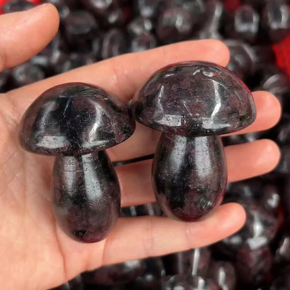 

Натуральный хрустальный гриб граната, украшение для дома, украшение для сада, резьба по кристаллу, восстанавливающий камень рейки