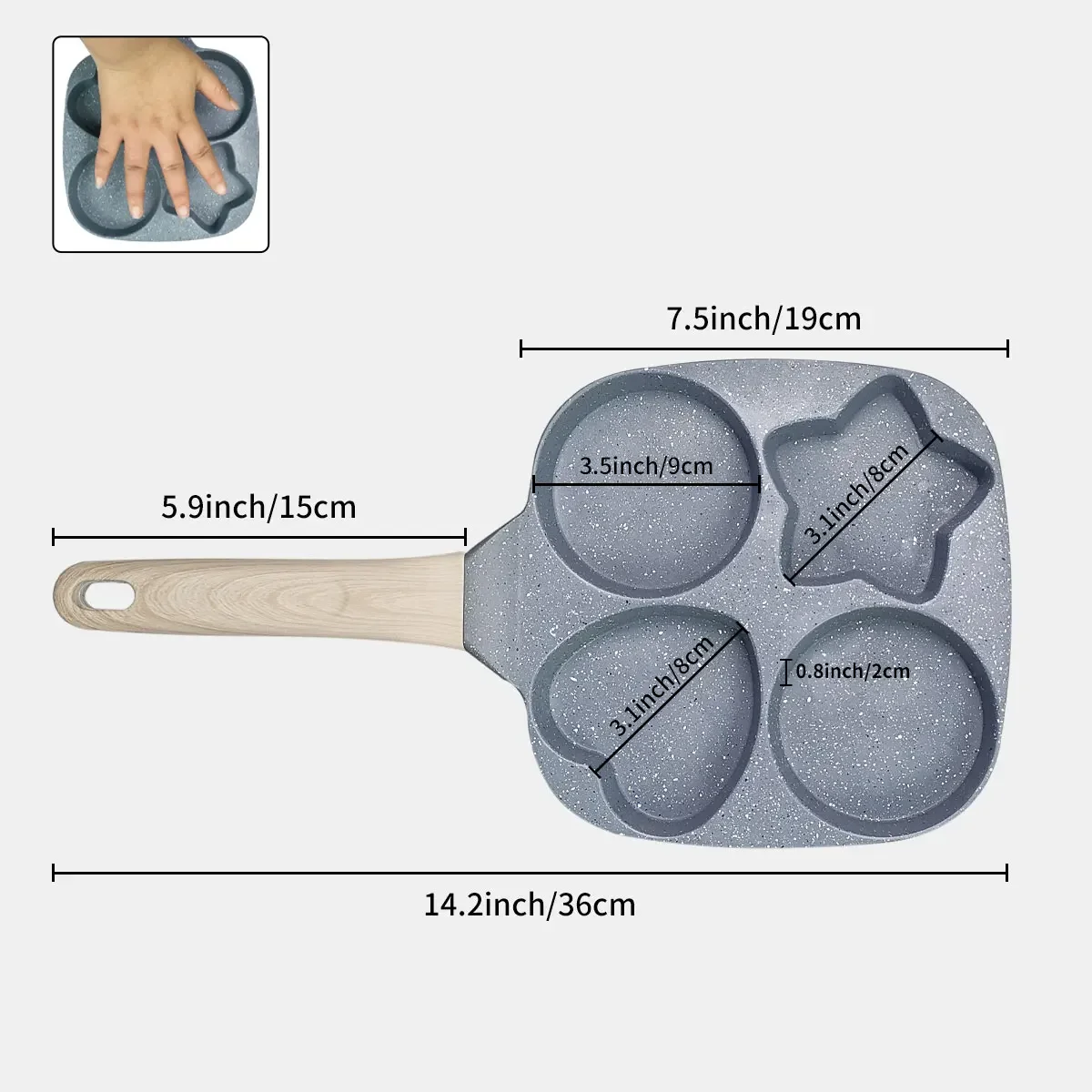

Сковорода Для Жарки Яиц С 4 Отверстиями, Утолщенная, Для Плиты, Для Блинов, Стейков, Бургеров, Завтраков, В Форме Звезды И Се...