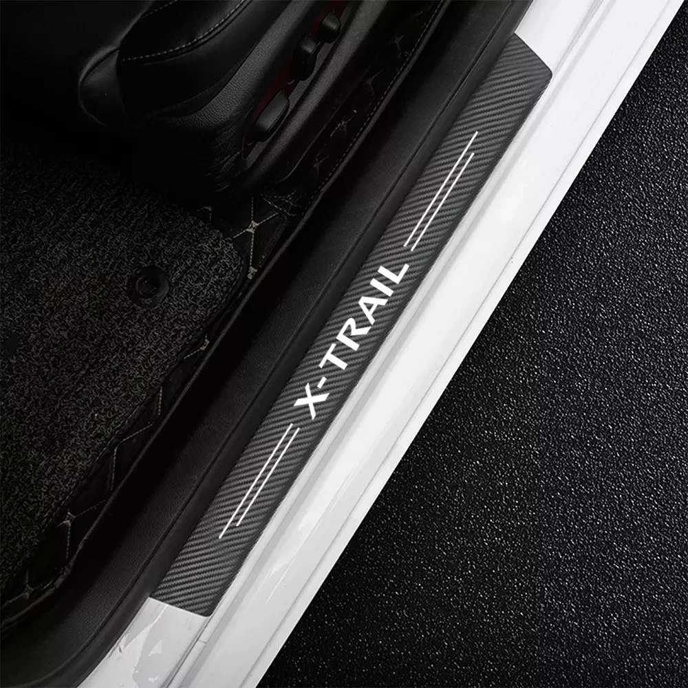

4PCS For Nissan X-Trail X Trail Xtrail T30 T31 T32 2014 2015 2016 2017 2018 2019 Car Door Sill Scuff Plate Carbon Fiber Stickers