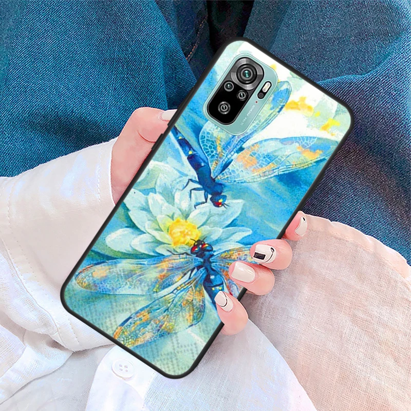 Чехол Luxury Dragonfly для Xiaomi Redmi Note 8 9 10 11 Pro 8T 9S 10S 9C 9A 9T с мягким покрытием.