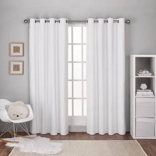 

Curtains Textured Linen Room Darkening Blackout Grommet Top Curtain Panel Pair, 54x96, Winter White