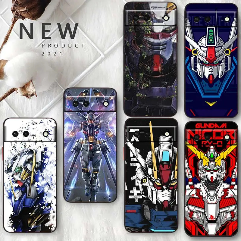 

Robot Gundam Anime For Google Pixel 7 6 Pro 6A 5A 5 4 4A XL 5G Black Phone Case Shell Soft Silicone Fundas Coque Capa