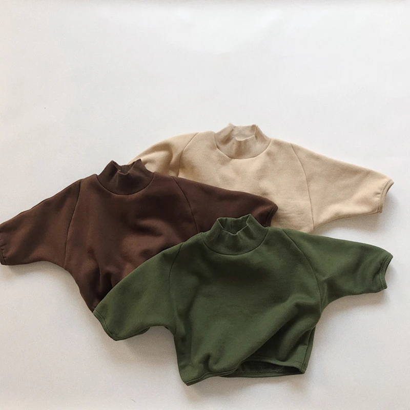 

Korean Children Hoodie 2022 Autumn High Collar Fleece Hooded For Boys And Girls Pullover Children'S Clothing From 2 To 7 Years