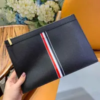 TB THOM Clutch Bags Fashion Korean Design Middle RWB Striped Envelope Bag Luxury Brand Multi-Function Large Capacity Leather Bag
