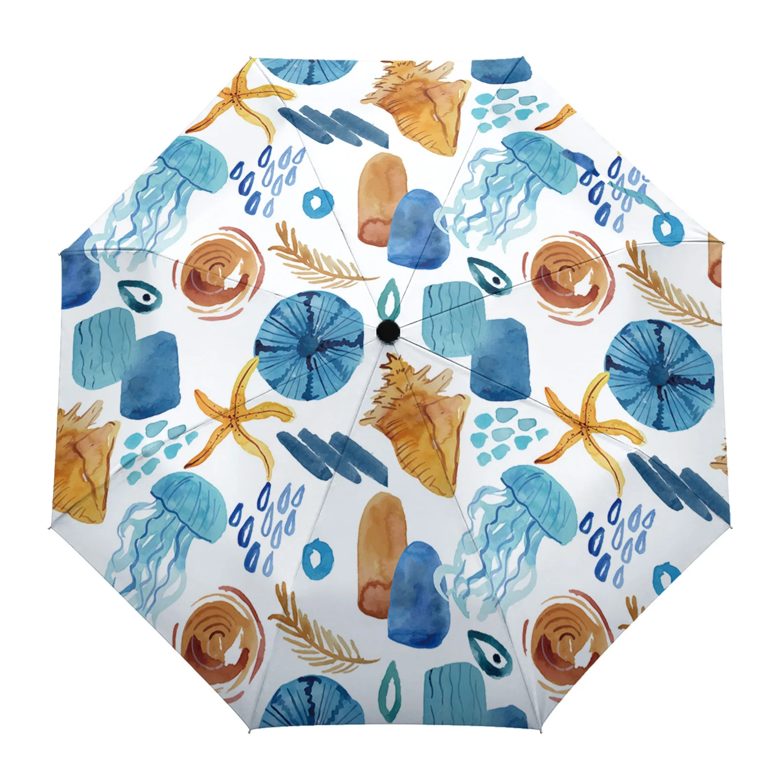 

Ocean Jellyfish Starfish Tropical Leaf Summer Umbrella Travel Outdoor Male Female Rain Umbrella Fully-automatic Printed Umbrella