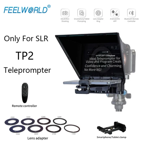 Портативный 8-Дюймовый телесуфлер FEELWORLD TP2 для съемки DSLR с кольцами адаптера объектива управления Bluetooth