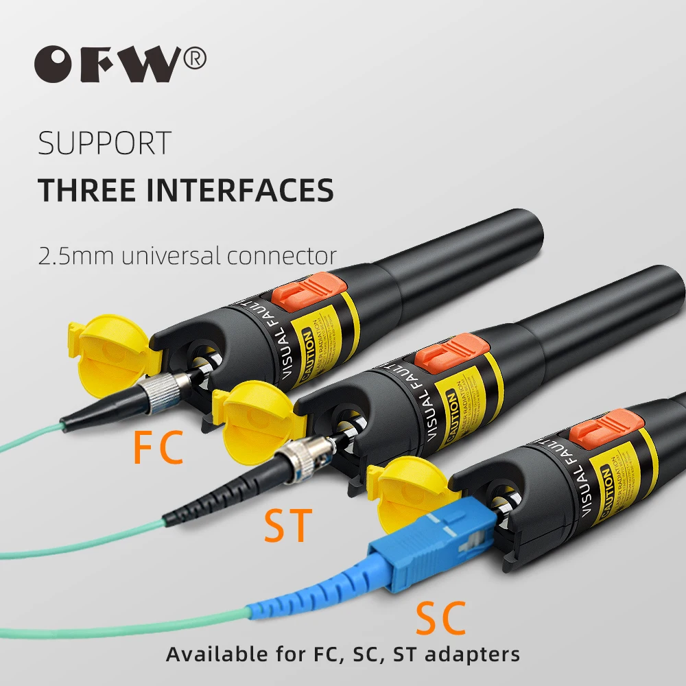 Visual Fault Locator 30mW/20mW/10mW Fiber Optic Cable Tester FC/SC/ST Connector Red Laser Light Pen Type VFL OFW