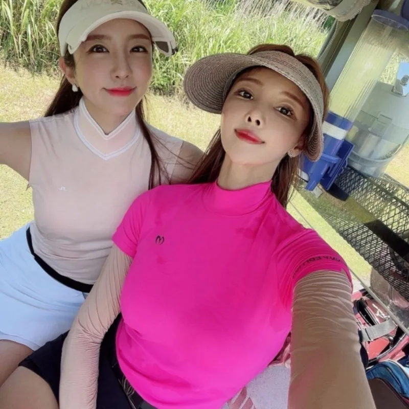 Korean Women Malbon Golf T-Shirt 2023 Summer Cotton Golf Tops Golf high elasticity golf Short Sleeve Fashion slim Golf Clothing
