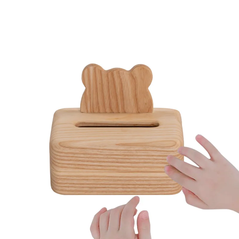 

Creative log tissue box, white wax whole wood kitty drawer, treasure, bear crown biscuit shape creativity