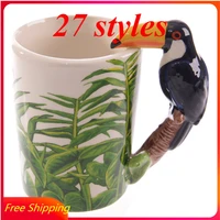 cute parrot frog 3d three dimensional bird ceramic mark cup water cup hand painted 3d animal cup cool tazas kawaii mug