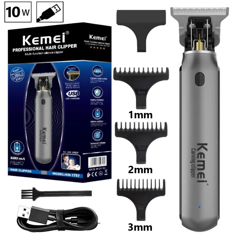 

Electric T9 Hair Clipper Men's Hair Cutting Machine Professional Engravable Trimmer Rechargeable Oil Head Trimmer KM-1757