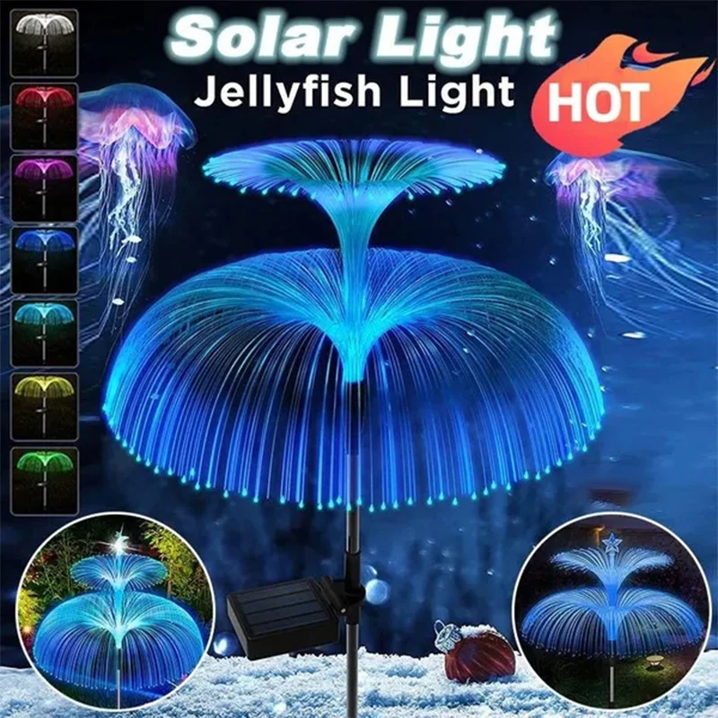 

Solar Garden Lights Outdoor Waterproof Fiber Optic Jellyfish Lawn Lights Outdoor Patio Villa Yard Decor