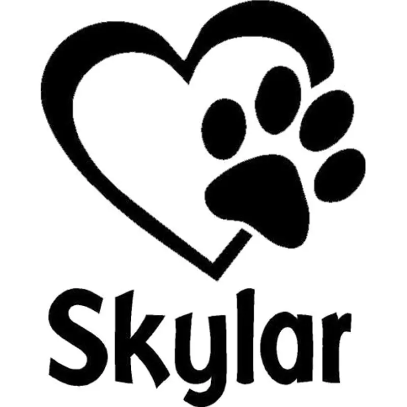 

Paw Print In Heart Personalized Vinyl Decals Dog Pet Animal Name Car Stylings Car Sticker Black Sliver Oem PVC 13cmX10cm