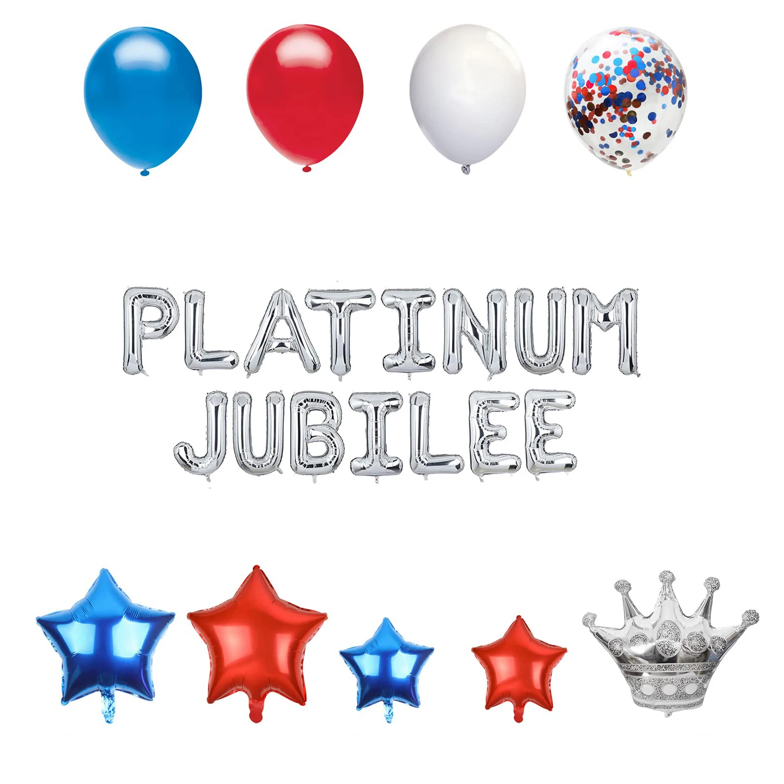 

44Pcs Queens Platinums Jubilee Balloons 44Pcs Platinums Jubilee Balloons For Queen Jubilee 2022 Decorations Platinums Jubilee