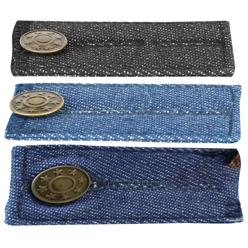 

3 PCS Trouser Mens Stretch Jeans Elastic Extender Button Pants Men's Denim Waist