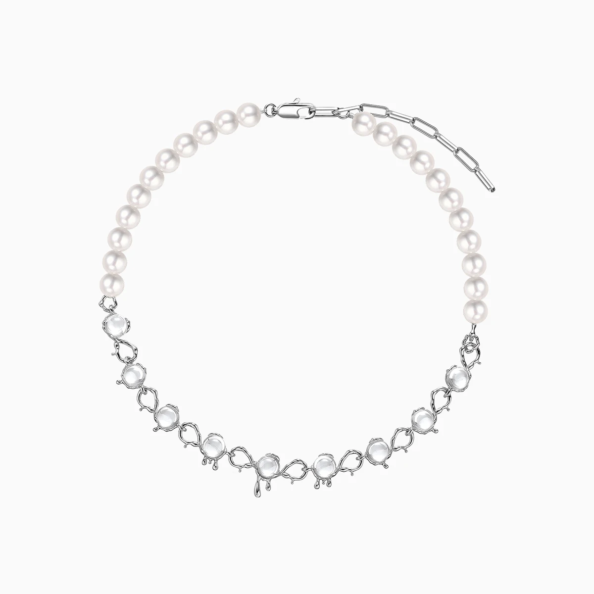 

Metal lava transparent beads fashion pearl stitching collarbone necklace women
