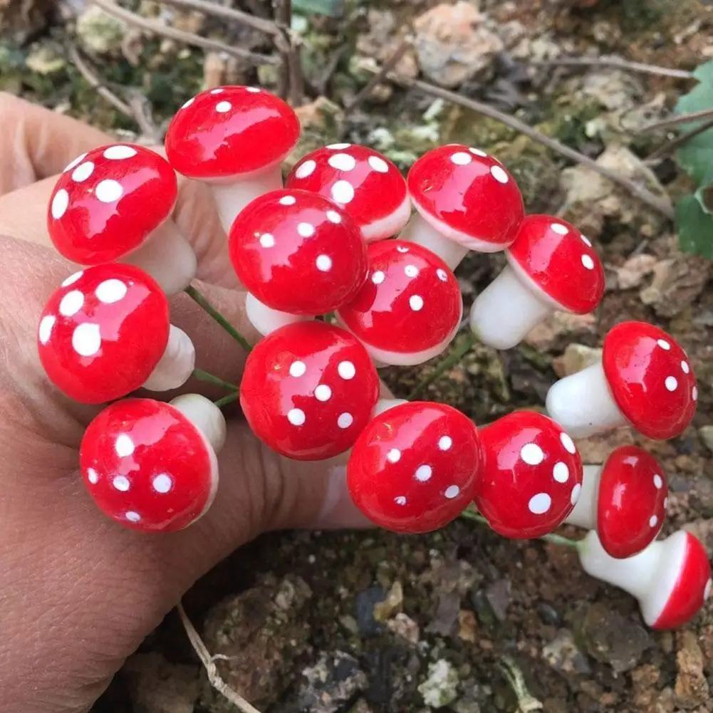 

10 Pieces Mini Mushroom Miniatures Artificial Garden Fairy Bonsai Plant Pot Resin Craft Decoration For Home DIY Micro Lands U9S8