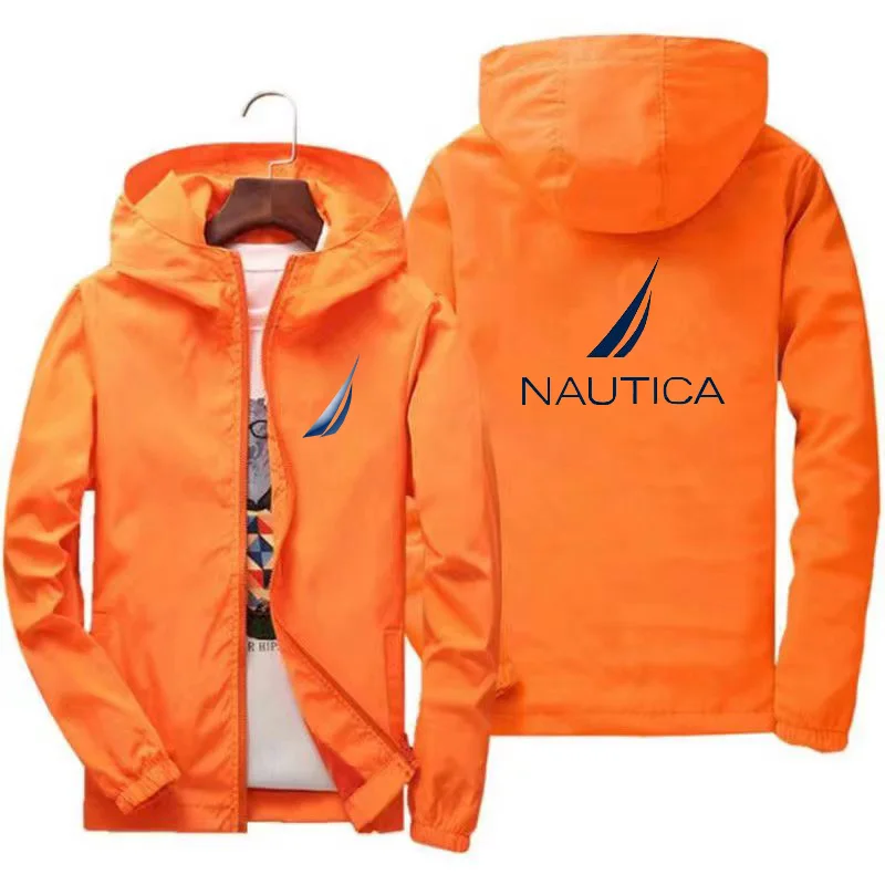 

NAUTICA Men's Hooded Jacket Trench Loose Plus Size Hiking Jacket Outdoor Sport Fishing Waterproof Coat Sport Men's raincoat