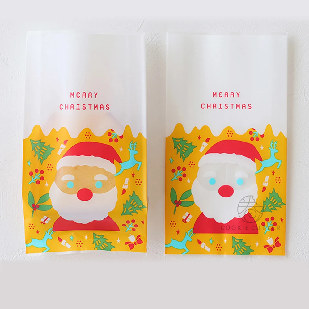 

50Pcs/lot Merry Christmas Candy Biscuit Gift Packaging Bags Plastic Santa Claus Snowman Cookies Storage Bag Party Decoration