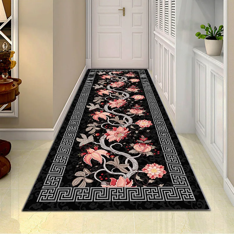 

Long Hallway Area Rug Corridor Geometric Print Decorative Rug Kitchen Anti-Slip Aisle Floor Mats for Living Room and Bedroom