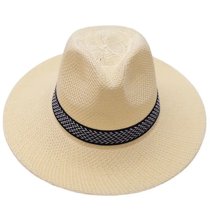 

Straw Hat Beach Caps Casual Panama Shade Breathable Vintage Cowboy Jazz Hat Weave Summer Women Man Cap