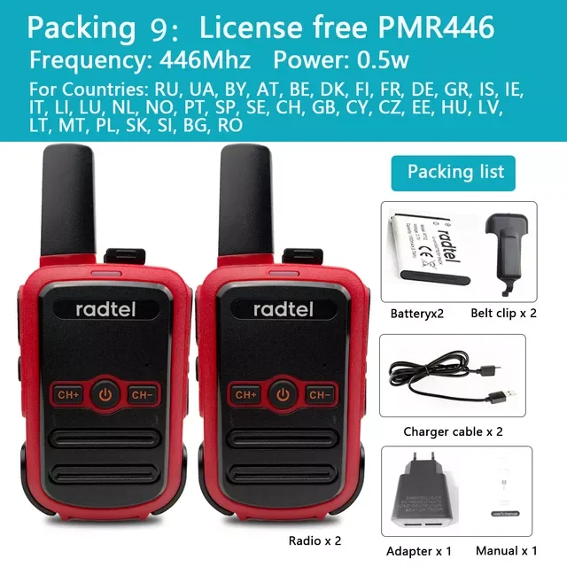 Walkie Talkie Radtel RT12 Portable Two Way Radio PMR FRS Radio Comunicador Long range Kids Walkie-Talkie for Hotel Business