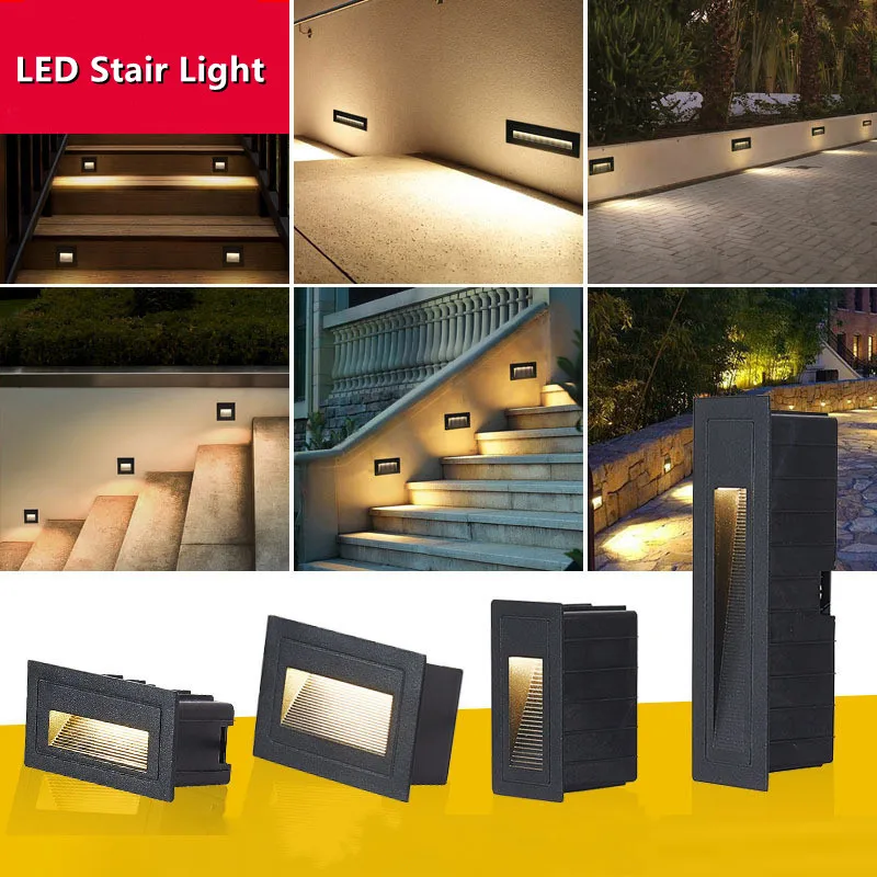 

3W 5W Waterproof Led Wall Lamp LED Stair Light Step Lights Recessed Buried Lamp Staircase Light AC85-265V 12V Indoor Outdoor