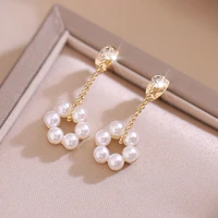south korea fashion design sense exquisite light luxury tassel pearl earrings gift business banquet women jewelry earrings 2022