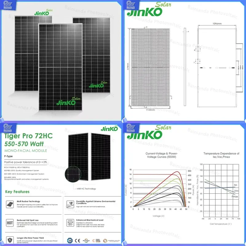 Фото Монокристаллическая фотоэлектрическая солнечная панель Jinke 500W 530W 540W, высокоэффективный модуль с полуэлементами для солнечной энергетики №1