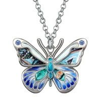 arwa enamel alloy crystal monarch butterfly necklace insects pendant gifts fashion jewelry for women teens novelty accessories
