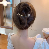 1pcs new curved pearl hairpins women elegant metal hair clips barrettes simple side clip bridal headwear girl hair accessories