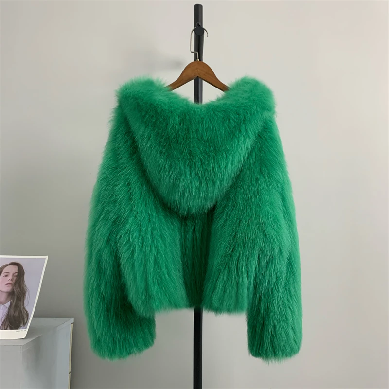 Fashion Real Fox Fur Coat Autumn Winter Luxury Knitted Fur Coat Women Double Long Sleeve Wool Liner New Style Jackets enlarge
