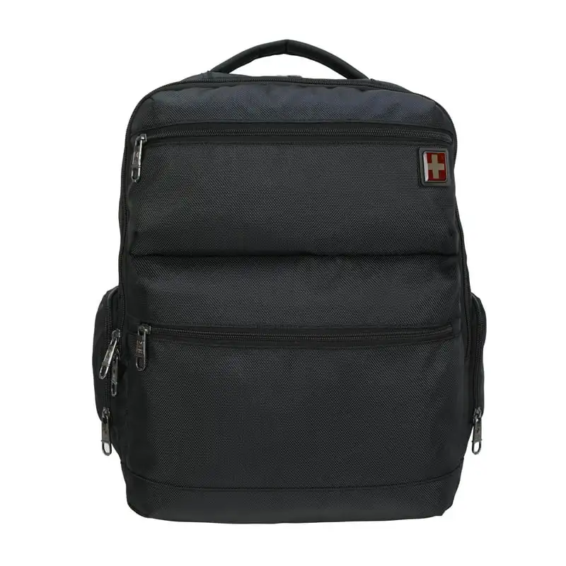 

Swiss Tech Unisex Travel Backpack with Luggage Passthrough Sleeve, Black