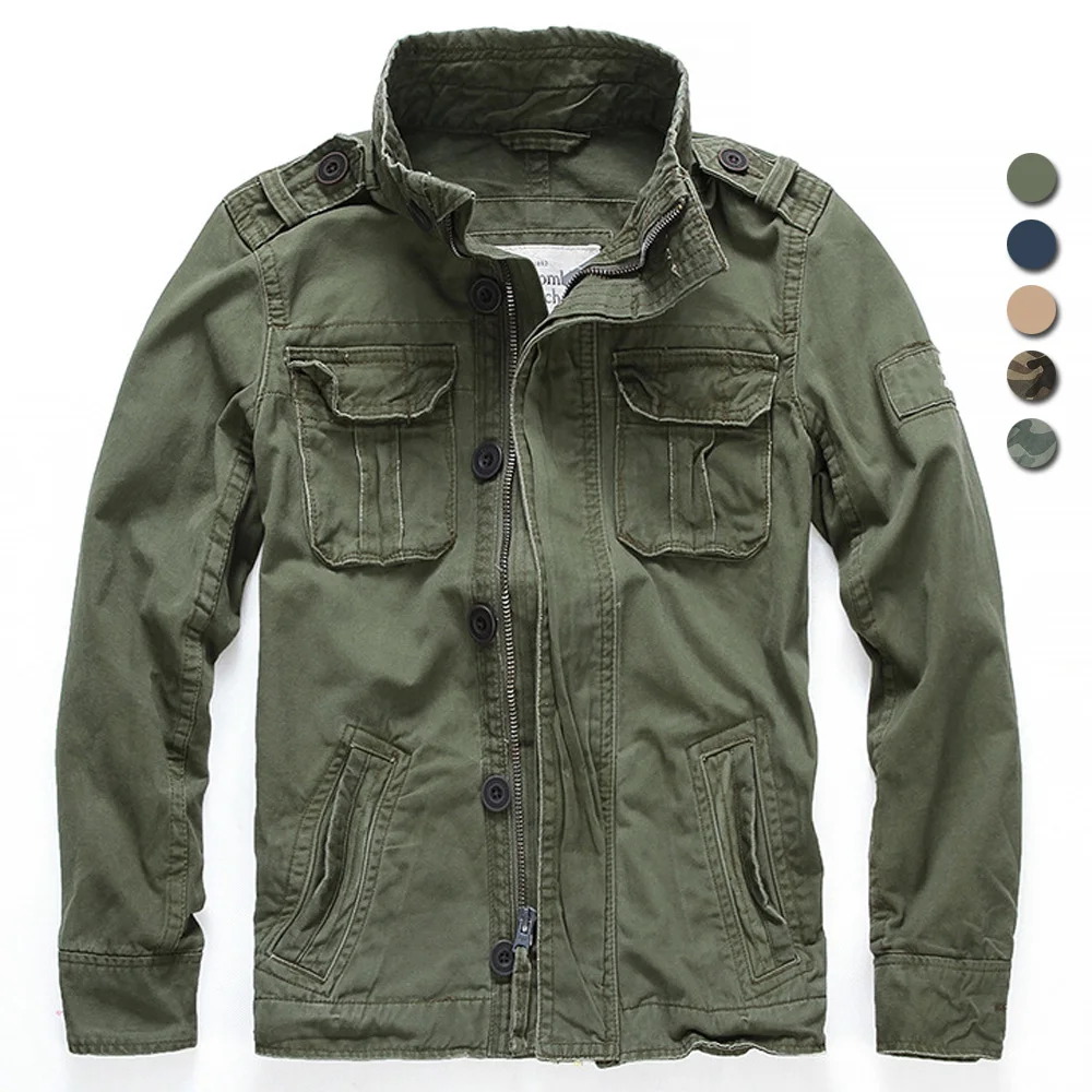 Men Military Jacket Men M65 Denim Retro Cargo Jacketes Outdoor Multi Pockets Camo Tops Field Casual Fashion Hiking Coats Uniform