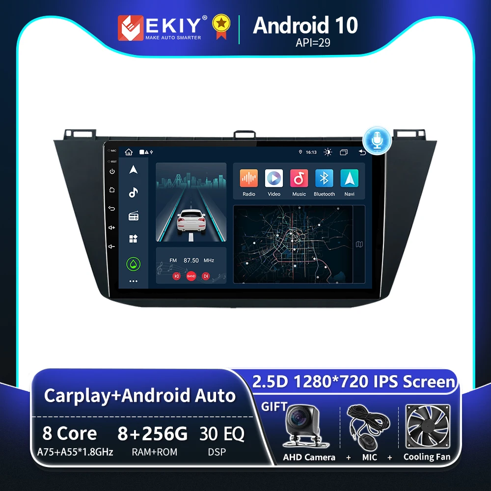 

EKIY T8 8G 256G для Volkswagen VW Tiguan 2 Mk 2016 2017 2018 Автомобильный радиоприемник Мультимедийная система Магнитофон Навигация GPS Стерео Авто Android Carplay Wireless No 2 Din DVD Головное устройство