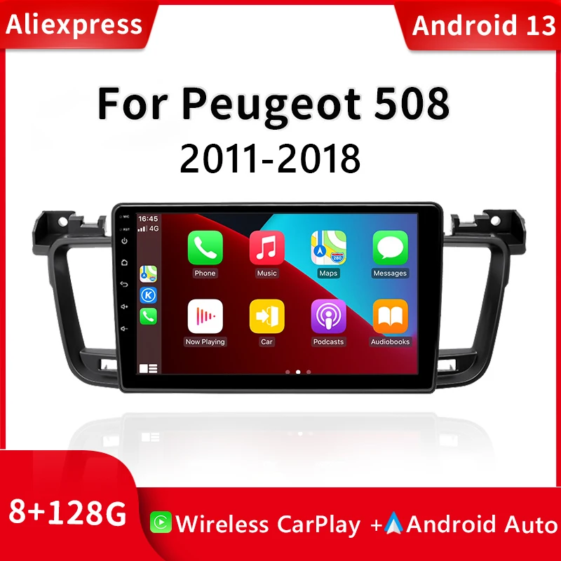9-дюймовый беспроводной автомобильный радиоприемник Android 13 для PEUGEOT 508 2011-2008