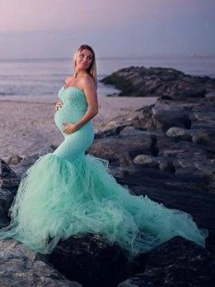 Enlarge Pregnant Dresses Photograph Maternity Dresses for Photo Shoot Pregnancy Photoshoot Dress Mermaid Long Maternal Gown