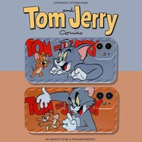 anime tom cat jerry cartoon phone cases for iphone 13 12 11 pro max xr xs max x couple fashion shockproof soft silicone shell