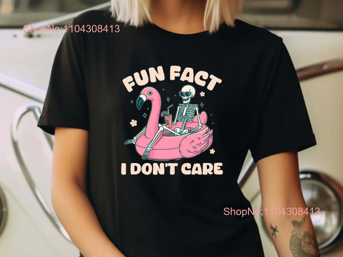 Футболка Fun Fact I Don't Care с забавной надписью Sassy Sarcastic Snarky Skeleton Flamingo длинными или