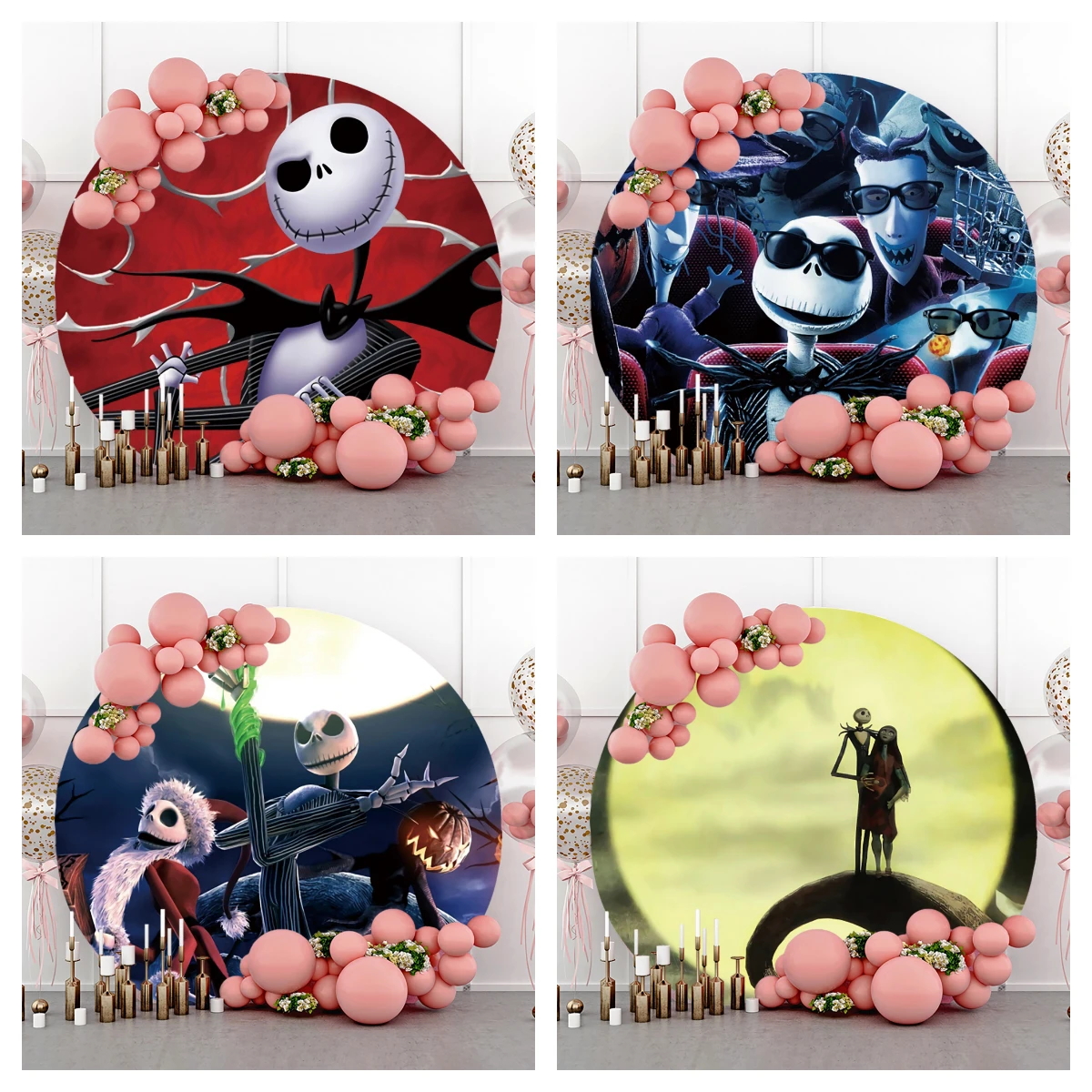 

Halloween Night Christmas Circle Background Children Birthday Party Decoration Banner Round Photography Backdrop Photo Studio
