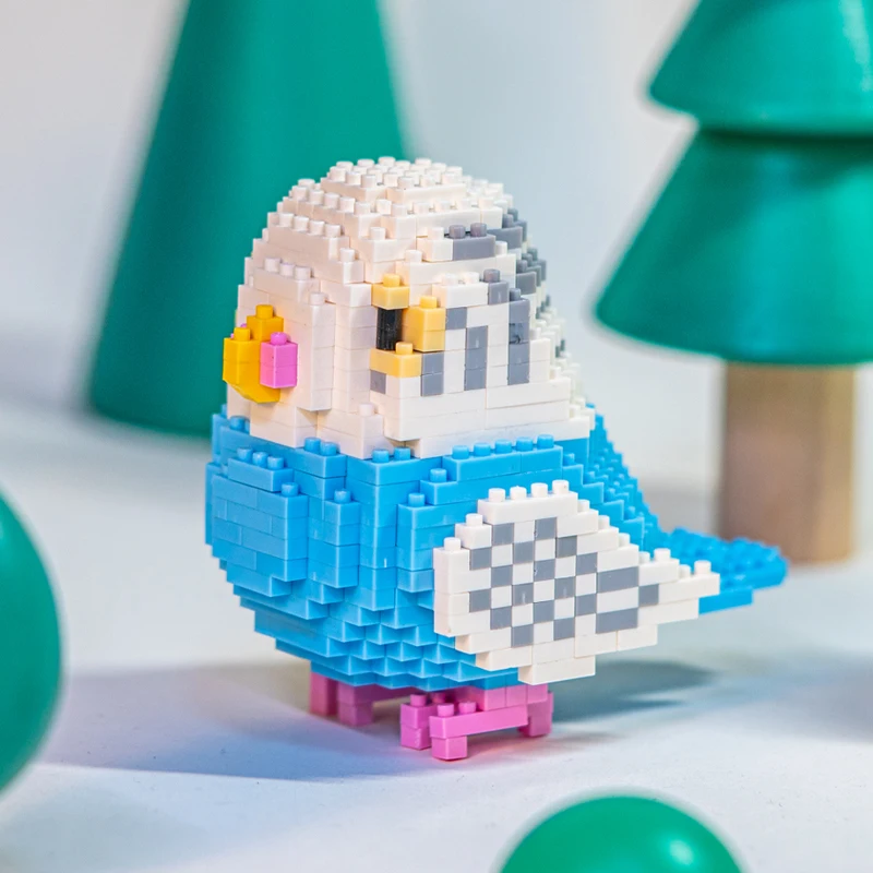 SC 8809-1 Animal World Blue Parrot Fly Bird Budgerigar 3D Model Mini Diamond Blocks Bricks Building Toy for Children Gift No Box