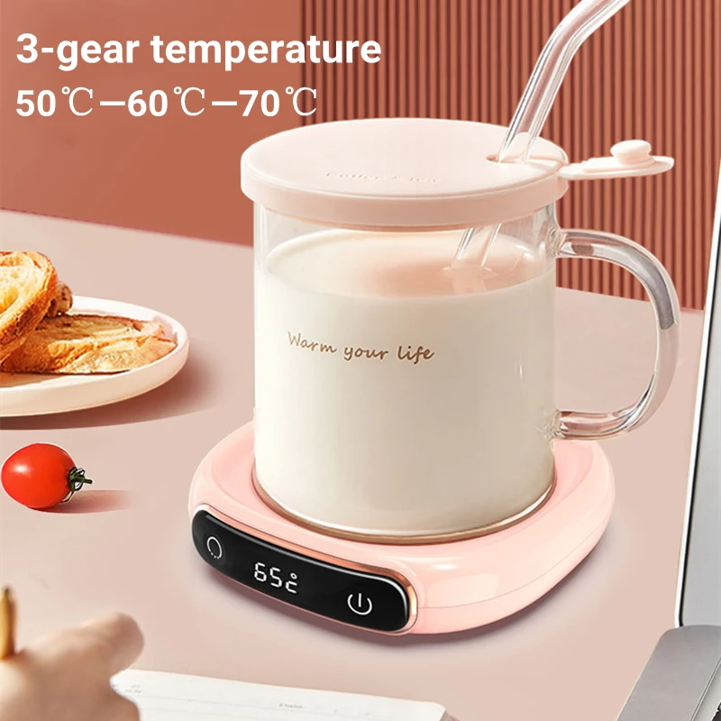 

Smart Coffee Cup Warmer Electric Mug Heater for Milk Tea Food Portable Heating Coaster 3 Gear Settings Auto-off Cup Warming Pad