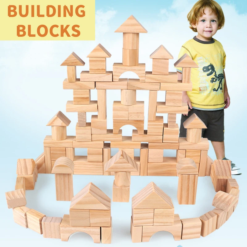 

100pcs/set Montessori Education Wooden Grains Building Blocks Kindergarten Children Early Childhood Parenting Toy For Kids