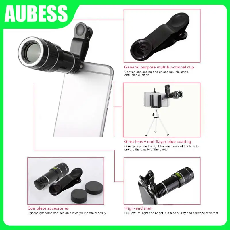 

Telescope Telephoto Lens With Tripod Monocular Mobile Phone Camera Lens Universal With Clip 20x Telescope Zoom Optical