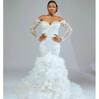 2022 plus size arabic sparkly sexy mermaid wedding dress for bride beaded sequined lace bridal gowns dresses vestidos de novia