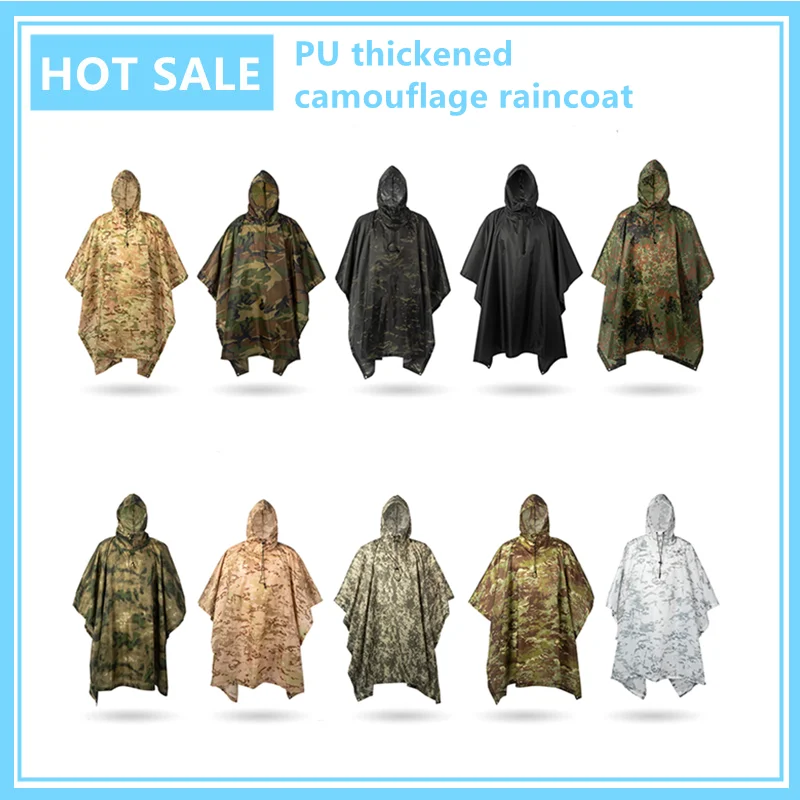 

Outdoor Military Breathable Camouflage Poncho Jungle Tactical Raincoat Birdwatching Hiking Hunting Ghillie Suit Travel Rain Gear