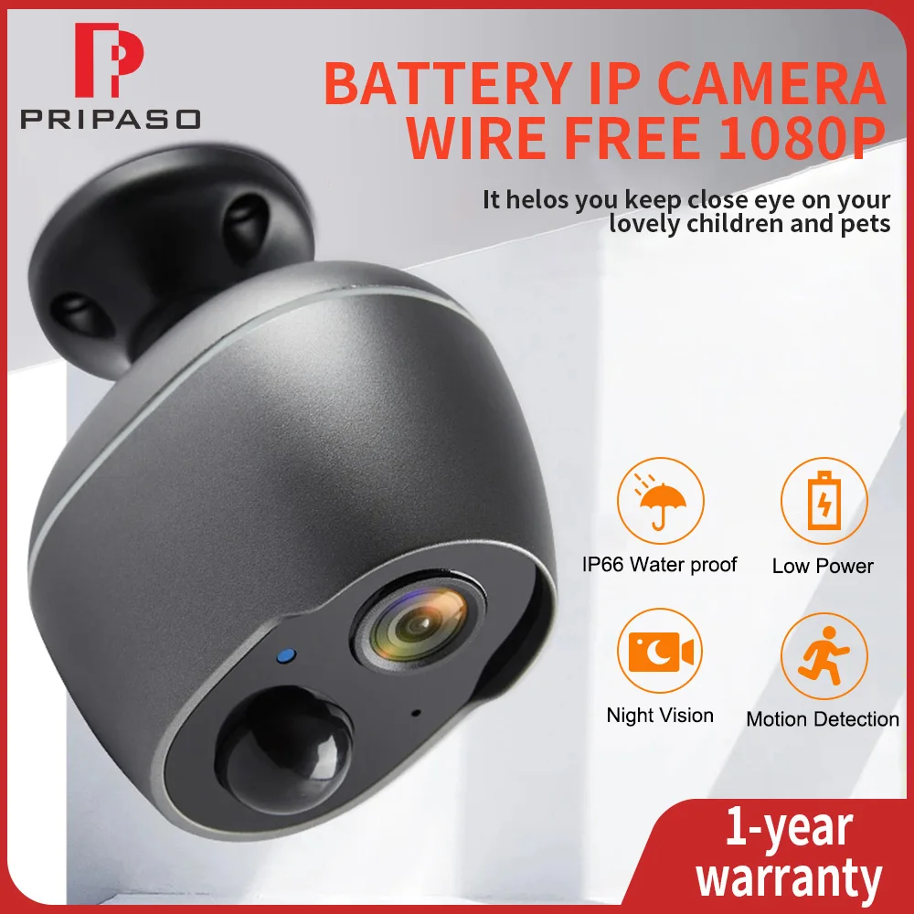 1080P Wifi Battery Camera Low Power IP Wireless Cam Smart Home Security Survillance Outdoor Waterproof Cam Support Cloud Storage