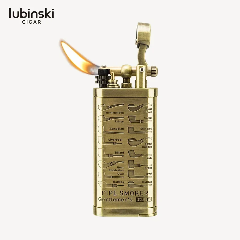 Фото Винтажная газовая зажигалка LUBINSKI с колесиком для зажигания, многофункциональный инструмент-скребок для удаления налета, подарок для мужчин №1