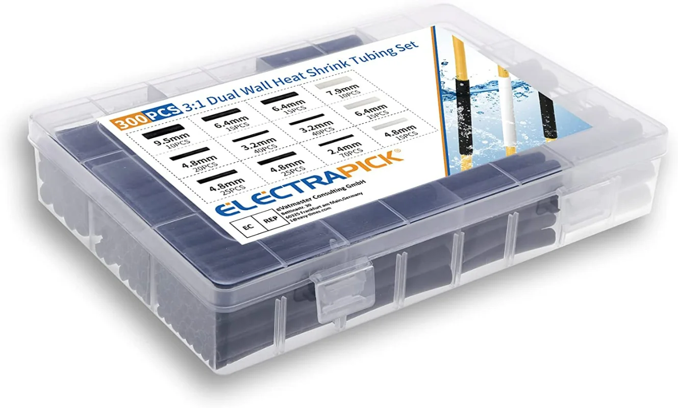 300 Шт. Комплект Термоусадочных Трубок Соотношение 3:1 С Клеем Водонепроницаемая