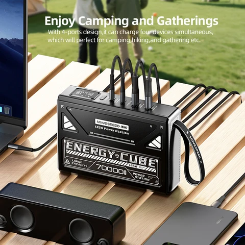 MOVESPEED Z70 Pro Max 70000 мАч Power Bank 140 Вт Электростанция с быстрой зарядкой Внешний аккумулятор Powerbank для ноутбука Кемпинг Открытый